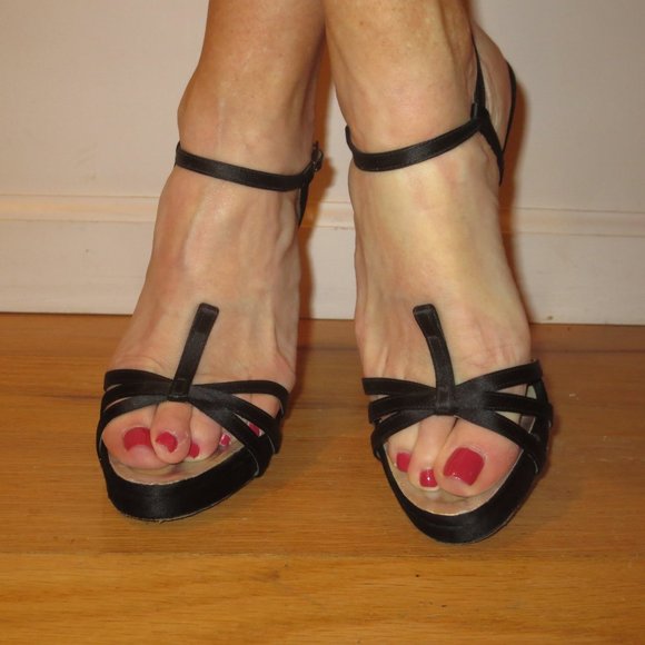 DSQUARED2 Black Satin Metal High Heel Platform Sandals - Picture 5 of 10